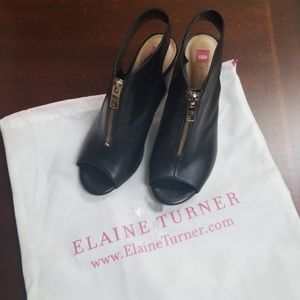 Elaine Turner Dalhia leather peep-toe bootie